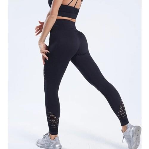 JIANWEILI Sexy anti cellulite leggings Woman Hollow out push up fitness leggings High waist Gym Stretch pants Breathable