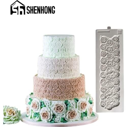 SHENHONG 3D Rose Flower Fondant Cake Mold Wedding Birthday Gum Paste Pastry Decorating Pan Baking Tools Sugar Craft Mould