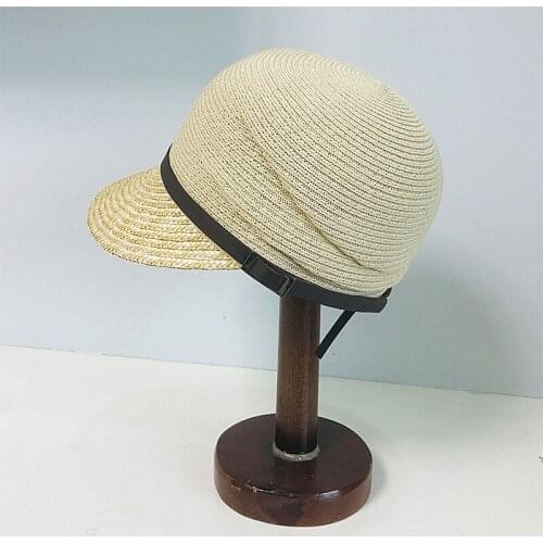 Womens Summer Hat Dome Sun Protection Cap Female Baseball Cap Wide Brim Sun Hat Belt Decoration Sun Visor Beach Hat Straw Hat