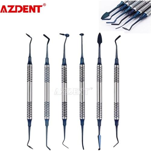 6Pcs/Kit Dental Composite Resin Filling Spatula 18.5cm Resin Filling Repair Tools Instrument Titanium Plated Head