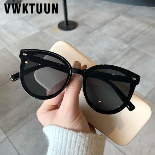 VWKTUUN Sunglasses Women Cat Eye Glasses Driving Driver Shades UV400 Round Sun Glasses Black Vintage Simple Eyewear Rivet Frame
