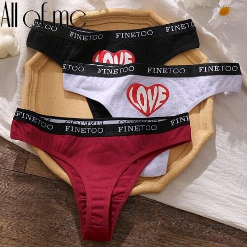 Heart Pattern Panties Cotton Thong Underwear Womens Lingerie Sexy Briefs Panties Female Underpants Intimates Cotton Tanga M-XXL