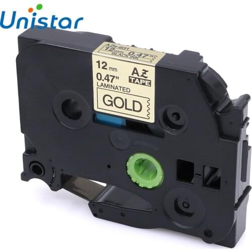 TZe-831 Compatible for Brother P-touch Tape 12mm Black on Gold Label Ribbons Tze831 TZe 831 for Brother P touch Label Printer
