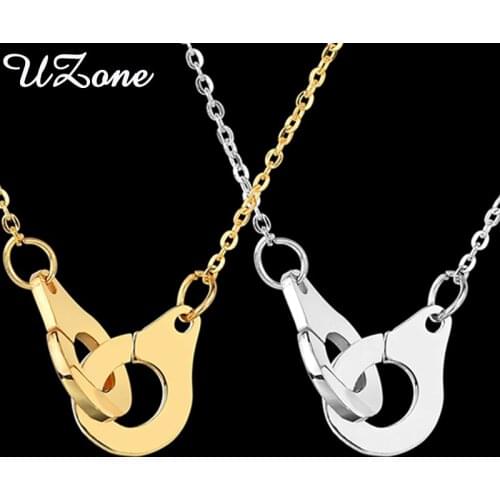 Uzone New Fashion Handcuff Pendant Necklace For Men Cool Jewelry Stainless Steel Necklace Party Gift
