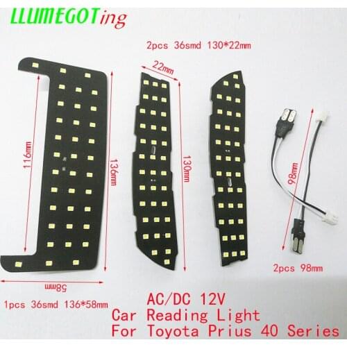 High Bright 3pcs/set 12V SMD2835 6000K White Car Auto Interior Map Dome LED Reading Light Lamp For Toyota For Prius 40 Series