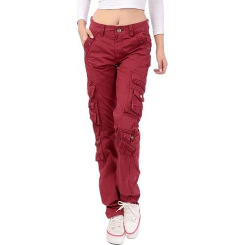 Womens Cargo Pants Casual Harem Tactical Military Trousers Multi Pockets Joggers Streetwear Pants Solid Candy Color Plus Size