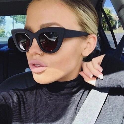 Retro Cat Eye Sunglasses Women Tinted Color Lens Vintage Shades Lady Black Blue Sun Glasses Female Eyewear Brand Designer UV400
