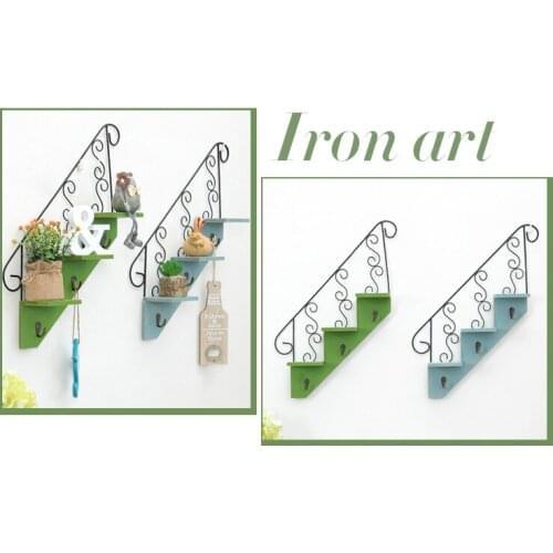 1PC Wood Wall Hanging Storage Hooks Bedroom Decoration Wooden Flower Pot Trapezoid Storage Racks Wall Clothes Key Hooks JL 215