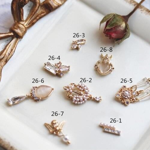 10pcs Cats eye cross Love Crystal pearl Zircon Nail Art Rhinestone metal manicure nails accessories DIY Nail Decorations charms