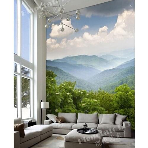 The custom 3D murals,The blue sky white cloud forest scenery beautiful quiet forest ,living room sofa TV wall bedroom wall paper