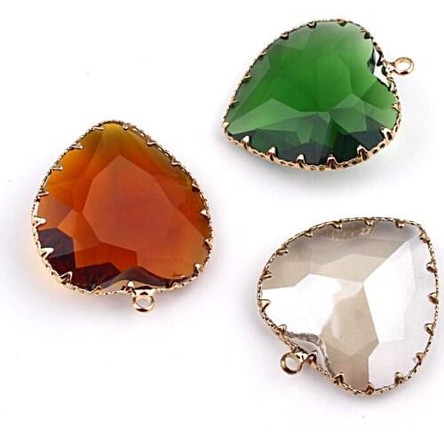 4pcs/Lot Clear Heart Shape Crystal Earring Charms Love Finidngs Fashion Dangle Earrings Necklace Pendant Diy Jewelry Accessories