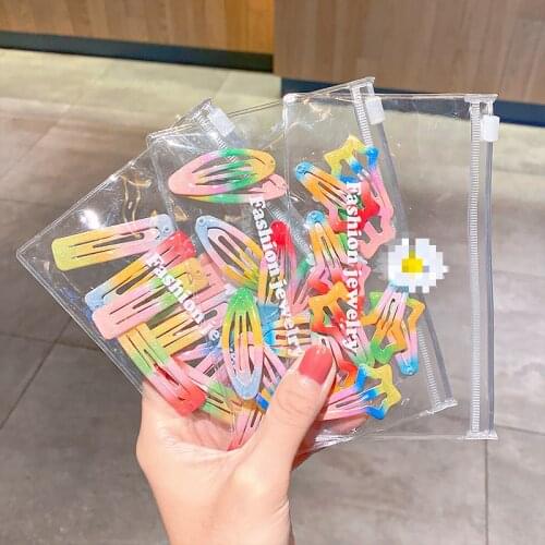 5pcs 10pcs Hair Clips Colorful Baby Children Hair Accessories Star Cartoon Cute Hair Clip Headdress BB Hairpin Metal Barrettes