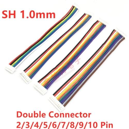 5PCS 10CM SH 1.0 Wire Cable Connector DIY SH1.0 JST 2/3/4/5/6/7/8/9/10 Pin Electronic Line Double Connect Terminal Plug 28AWG