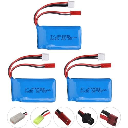 3pcs/lot 7.4V 1100mAh Lipo Battery For Wltoys A949 A959 A969 A979 k929 V353 RC Cars Tanks Trucks Drone parts 7.4V LiPo Battery