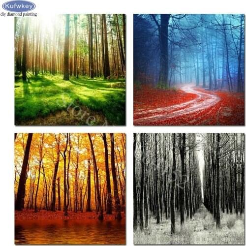Full Square drill 5D DIY Diamond Embroidery Four seasons trees Diamond Painting Abstract decor Cross Stitch Rhinestone Mosaic