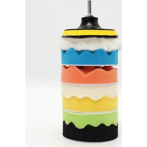 9pcs/set 6 inch Car Polishing Disc Self-Adhesive Buffing Sponge Wool Wheel Polishing Pad Polisher Drill Adapter