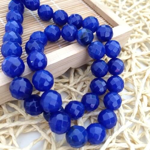 Beautiful dark blue stone chalcedony 4mm 6mm 8mm 10mm 12mm jades faceted round stone loose beads hot sale jewelry 15inch MY4085