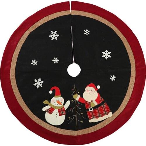 Black Christmas Tree Skirt Rug Mat Aprons Santa Claus Snowman Snowflakes Decorations For Home Natal Tree Skirts New Year Decor