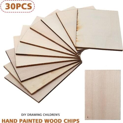 30pcs Wooden Blank Name Card Rectangle Wood Plaque Business Card Unfinished Wood Plaque Rectangles Shapes Sign DIY Decor Crafts