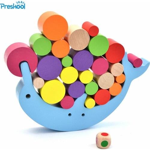 Wooden toys for children dolphin balance blocks frame Baby Early Learning Toy Colorful Early Development Wood Blocks Toys