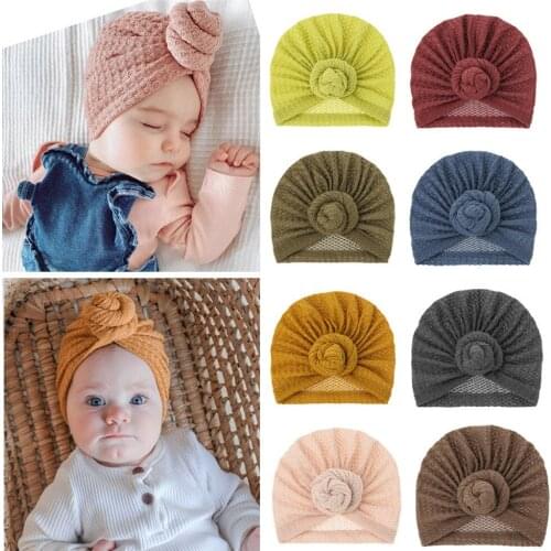 Children Accessories Newborn Toddler Kids Baby Boy Girl Turban Kintted Beanie Hat Winter Warm Soft Cap Solid Knot Soft Wrap 2021