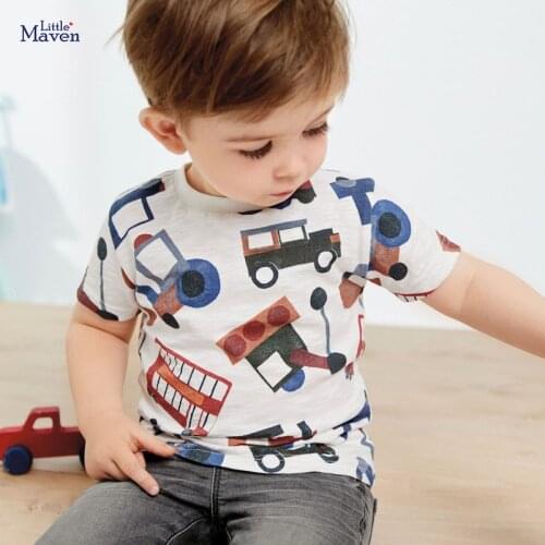 2-8 Y Baby Boys T Shirts Summer New Childrens Short Sleeve Cotton Casual T-shirts Car Print Cute Tops for Boys Kids Clothing