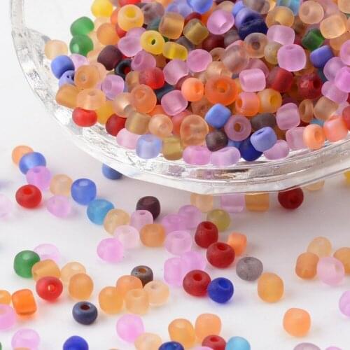 Pandahall 1 Pound Frosted Glass Seed Round Beads 2mm 3mm 4mm for jewelry making Accessories