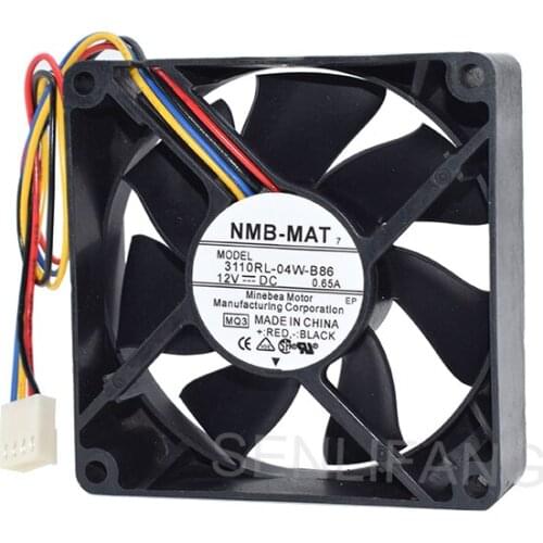 New Cooler 3110RL-04W-B86 8025 DC12V 0.65A 80*80*25MM Four Pins PWM Temperature Control Fan For NMB-MAT