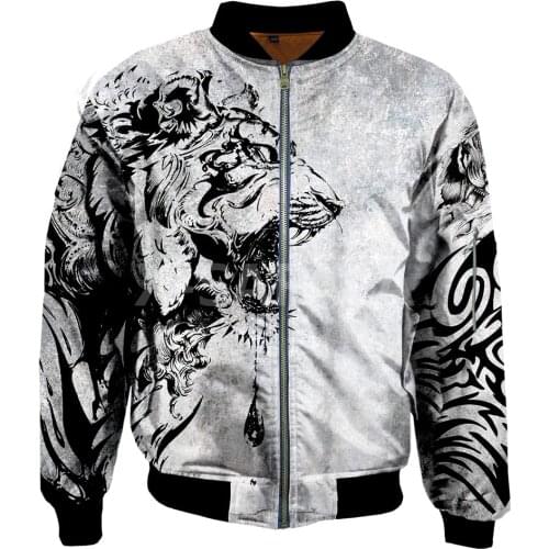 Mens Unisex 3D Bomber Jackets White Tiger Skin Print Zipper Flight Jacket Casual Unisex Harajuku Women Streetwear Thick Coats 5