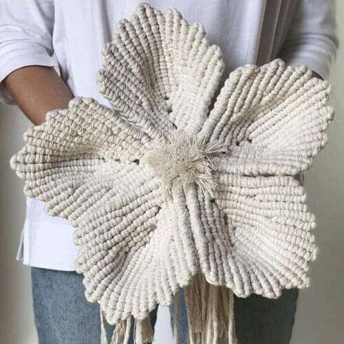 Macrame Flower Wall Hanging Bohemian Tapestry Cotton Macrame Home Decor Bridal Bouquet