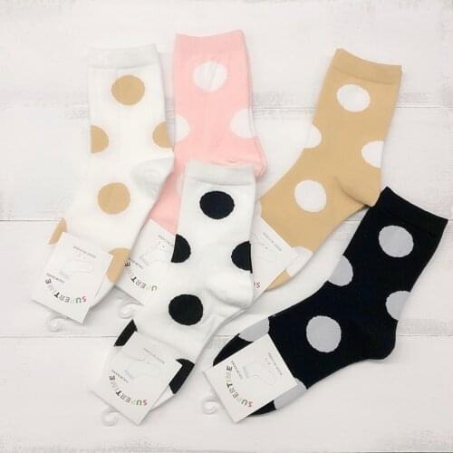 Cute Girl Socks Dot Pattern Ladies Big Wave Dot Sock Cotton Dot Dot Stock Long Cotton Simple Women Socks Cute