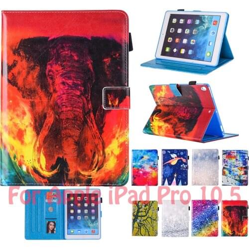 Fashion Elephant Dragon Deer Dolphin Pattern Cover Case For Apple iPad pro 10.5'' 2017 A1701 A1709 Case Funda Tablet Stand Shell