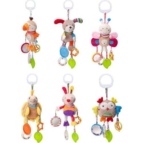 Cartoon Animal Handbells Rattles Infant Plush Infant Baby Development Handle Toy Musical Mobile Rattles Newborn Baby Gift