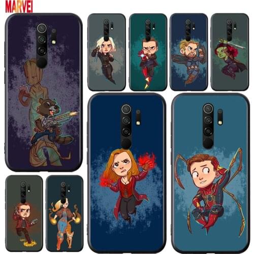Cartoon Avengers Heroes Soft TPU For Xiaomi Redmi 9i 9T 9A 9C 9 8A 8 GO 7 7A S2 Y2 6 6A 5 A 4X Prime Pro Plus Black Phone Case