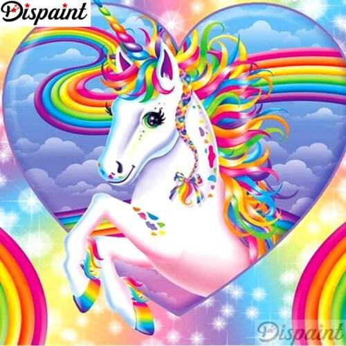 Dispaint Full Square/Round Drill 5D DIY Diamond Painting "Unicorn heart" Embroidery Cross Stitch 3D Home Decor A11017