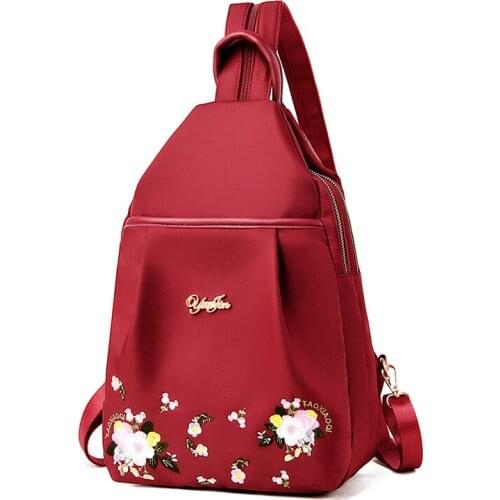 New Ladies Nylon Cloth Bag Fashion Chest Bags 2020 Hot Sale Casual Female Messenger Bags Purse Phone Bag Embroidered Red/Black