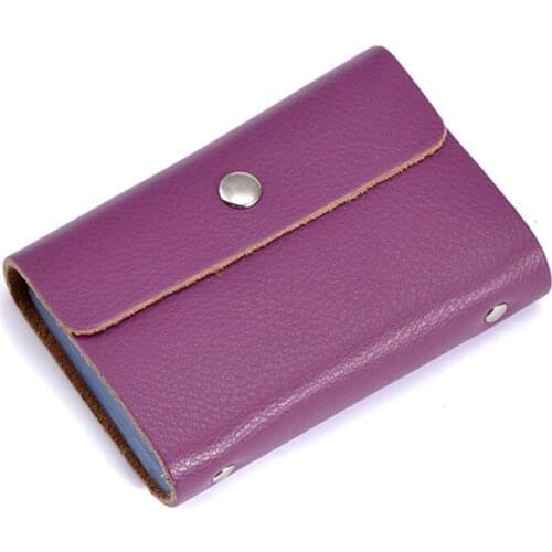 New Genuine Leather 26 Slots Business Card Holder Women Bank Credit Card Case Bag Men ID Wallet For Female Purse