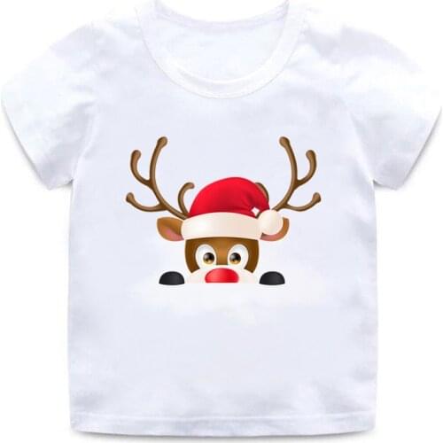 Merry Christmas New Fashion Short Sleeve Children T-shirt Kids Boys Girls Casual Harajuku Tshirts Reindeer Graphic Printed Tops