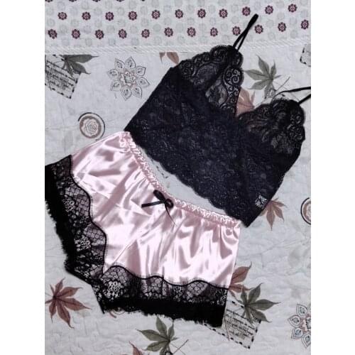 Sexy Lingerie Lace Split Three-point Sexy Sling See-through Pajamas Pajamas Set Women Erotic Sex Costume