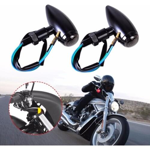 Motorcycle 2x Black Bullet Turn Signals Light Blinker Indicator for Harley Honda Suzuki Bobber Kawasaki Yamaha Ducati