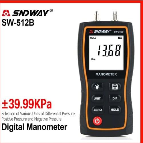 SNDWAY Pressure Gauges Tire Pressure Gauge Digital Vacuum Manometer Air Mini Pressure Gauge 1.9 inches SW-512 Pressure Gauge