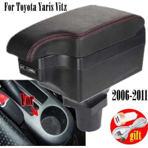 Car Styling Black Center Console Box For Toyota Yaris Vitz Hatchback 2006 - 2011 New Armrest 2007 2008 2009 2010