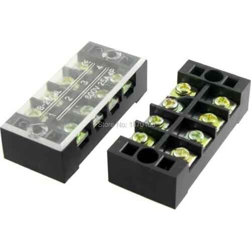 TB-2504 600 V 25A Double Row 4 Barrier terminal, Copper part connector block
