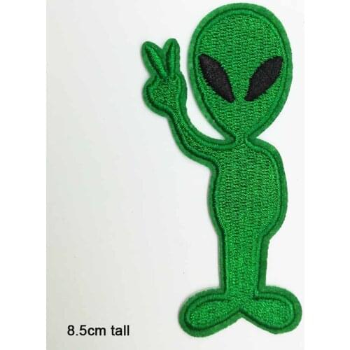 Cartoon Green Alien Iron On Patches Embroidered Clothes Patch For Clothing Clothes Stickers Garment Apparel Accessories