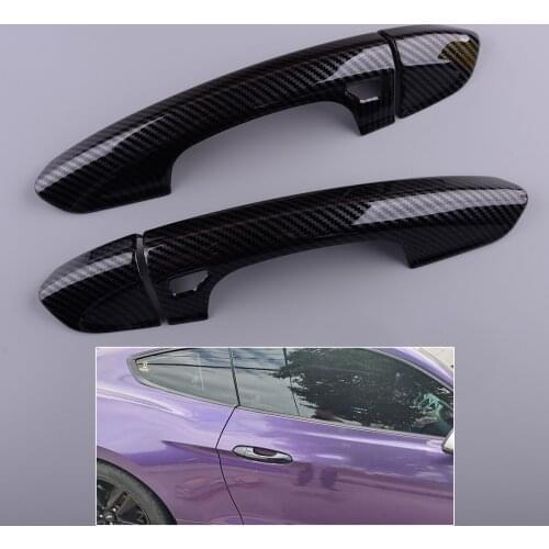 Car Exterior Front Door Handle Cover Trim ABS Carbon Fiber Style Fit for Ford Mustang 2015 2016 2017 2018 2019 2020