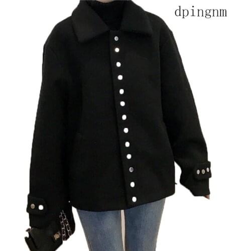 Autumn winter 2019 new fashion womens wool coat single breasted coat elegant cocoon wool coat tops LU308