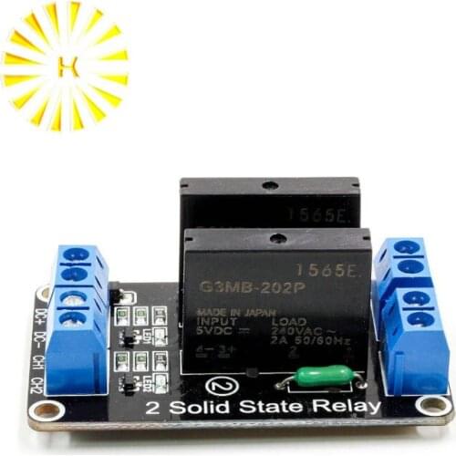 2 Channel 5V DC Relay Module Solid State Low Level G3MB-202P Relay SSR AVR DSP for arduino Diy Kit Connector
