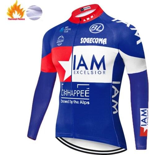 2020 pro team IAM long sleeve Cycling Jersey Winter Thermal Fleece Bicycle maillot cyclisme homme Warm Moutain bike shirt