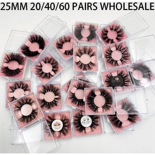 Wholesale MIKIWI 25mm 3D MINK Lashes 20/40/60 pairs False Eyelash In Bulk Custom Cases Labels Soft Dramatic Long Makeup Lashes