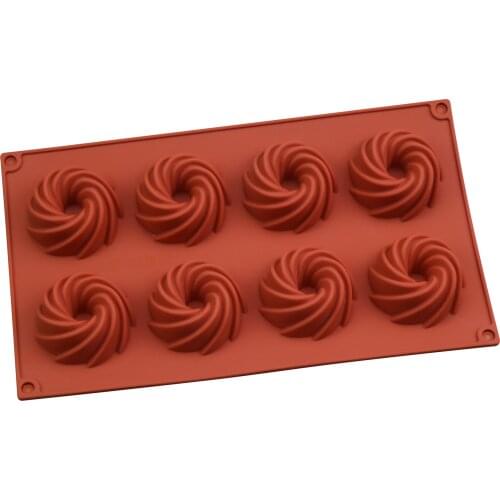 8-cavity Silicone Cake Mold for Baking Pastry Molds Non-stick Desserts Moulds 3D Spiral DIY Baking Mousse